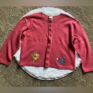 The Disney Store Embroidered Cotton Snap Front Jacket Winnie The Pooh Eyore XL